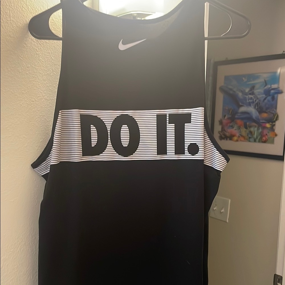 Nike Black and White Striped Tank Top